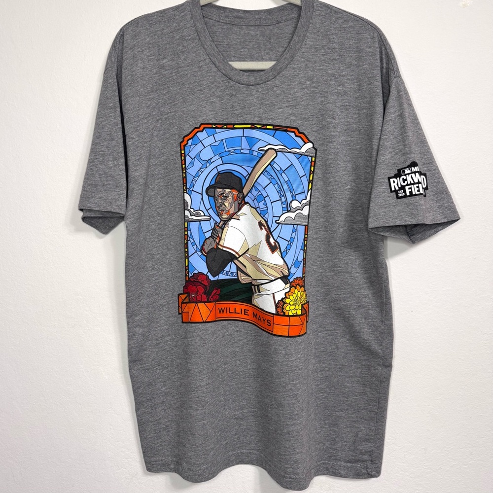 New Willie Mays Grey Rickwood Unisex Large size shirt 2024 MLB